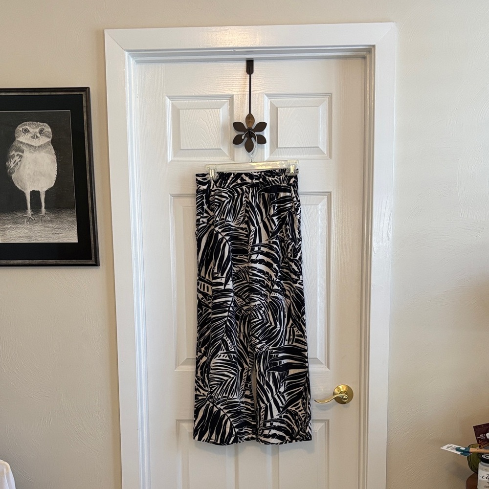 Panama Jack Black and White Wide Leg Pants with Pockets Elastic Pull-on Waist Sm
